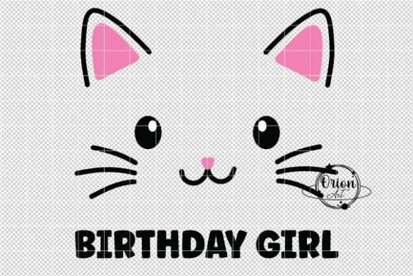 Birthday Girl Cute Cat Face SVG PNG