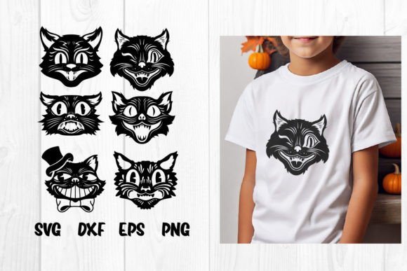 Black Cat Retro SVG: Halloween Charm, Real Embroidery Ready