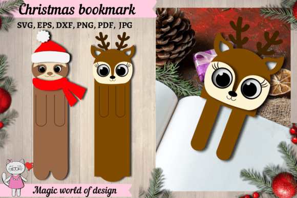 Christmas Bookmark SVG, Deer SVG