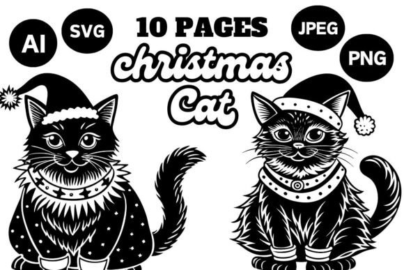Christmas Cat Clipart Svg Bundle