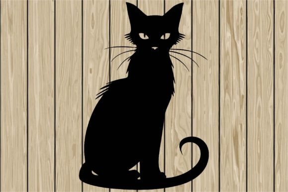 Halloween Creepy Cat Stencil SVG