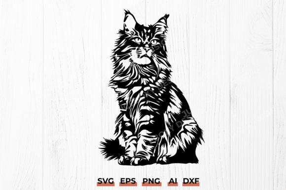 Maine Coon Cat Silhouette SVG