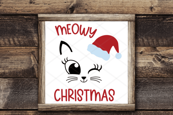 Meowy Christmas Santa Cat Winking SVG