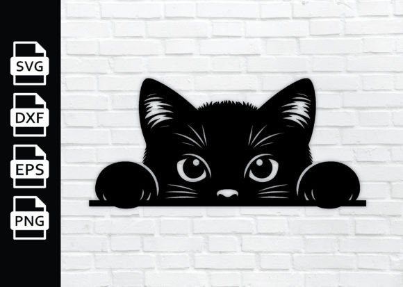 Peeking Cat Laser SVG Cut File DXF