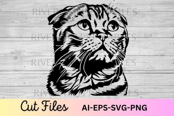 Scottish Fold Cat Face SVG Cut File