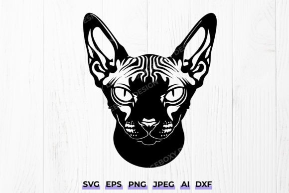 Sphynx Cat Head SVG PNG Design
